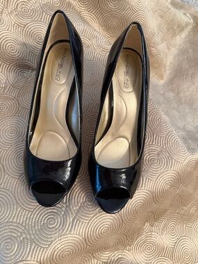 Bandolino Black Patent Peep-Toe Heels (3” heel )